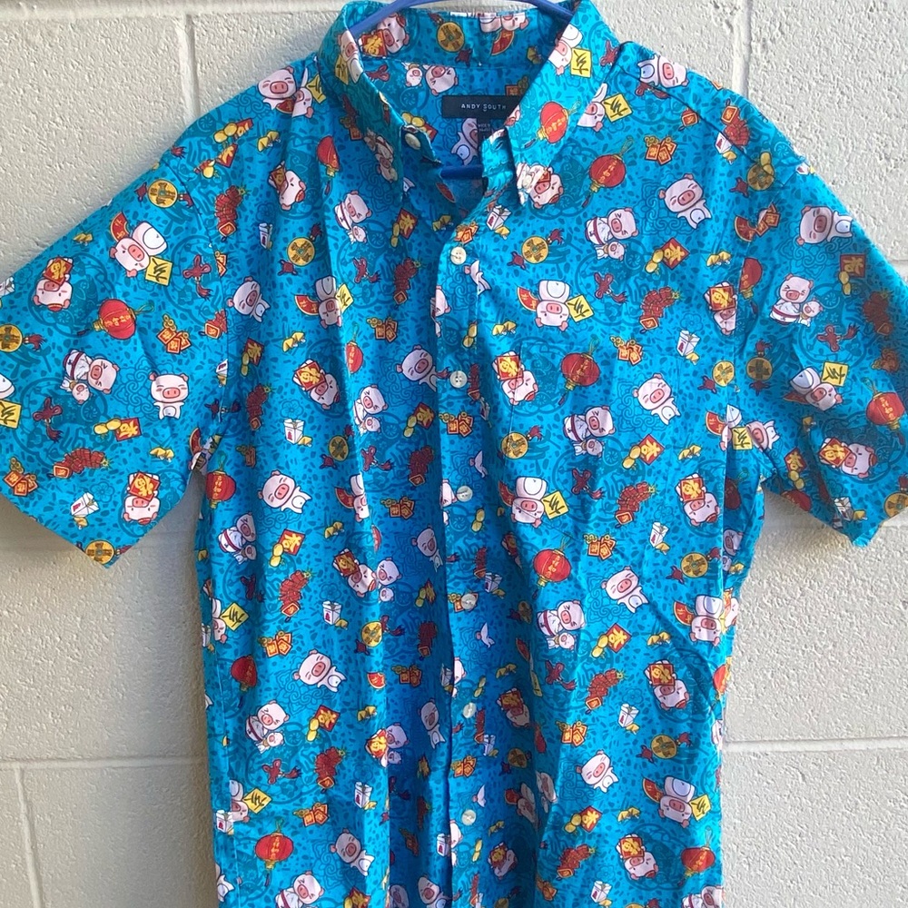 NWT Andy South “Year of the Pig” Aloha Button Down